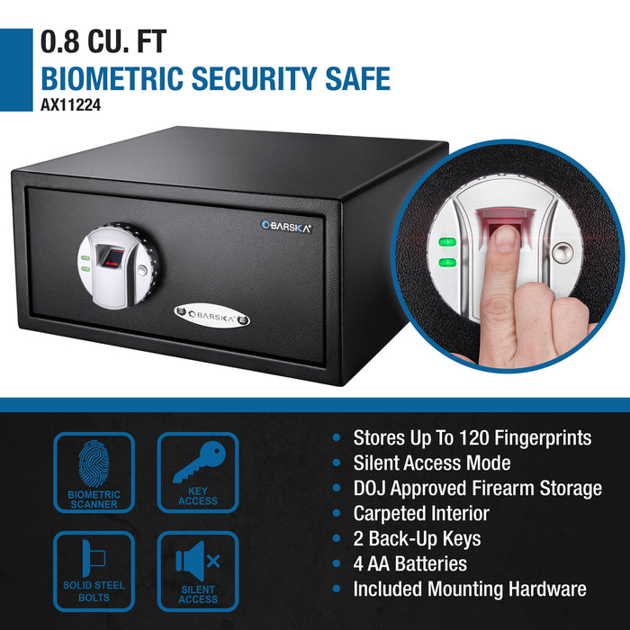 0 79 Cu Ft Biometric Security Safe - Black