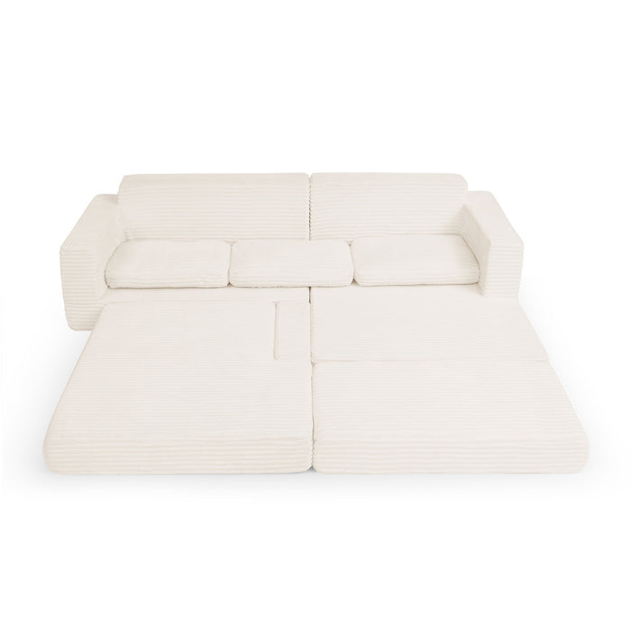 Modern Minimalist L Shape Modular Sectional Sofa, Corduroy Couch