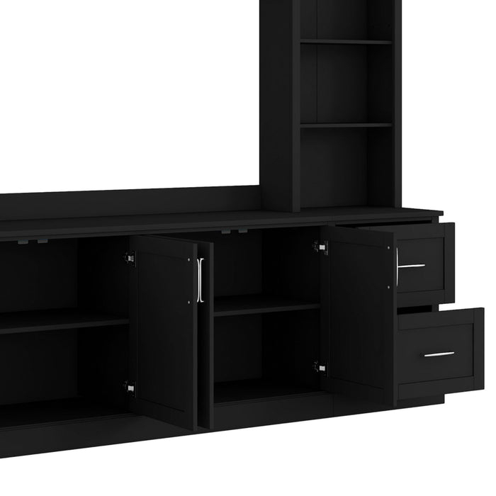 Arched Entertainment Center Wall Unit With Drawers, TV Stand