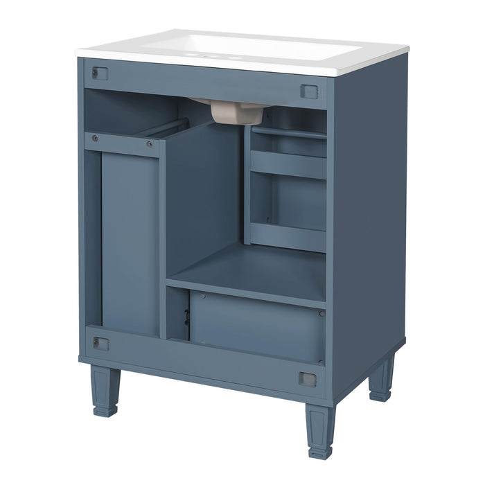 Bathroom Vanity With Sink, Deep Drawer, Door Shelf, 2 Tier Basket