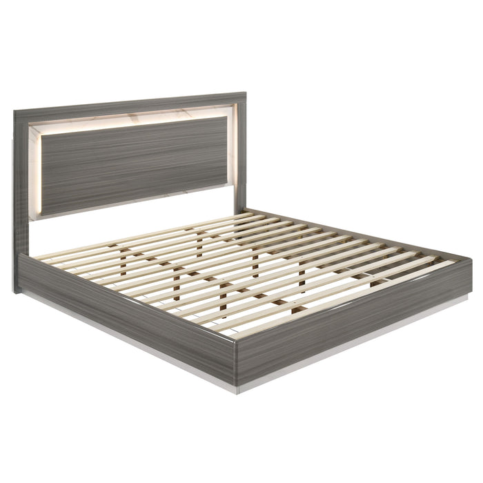 Altima - 4 Piece King Bedroom Set With LED Headboard - Gray
