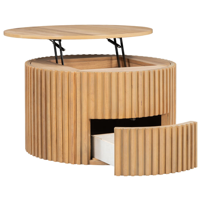 Round Lift Top Coffee Table With Hidden Storage For Living Room