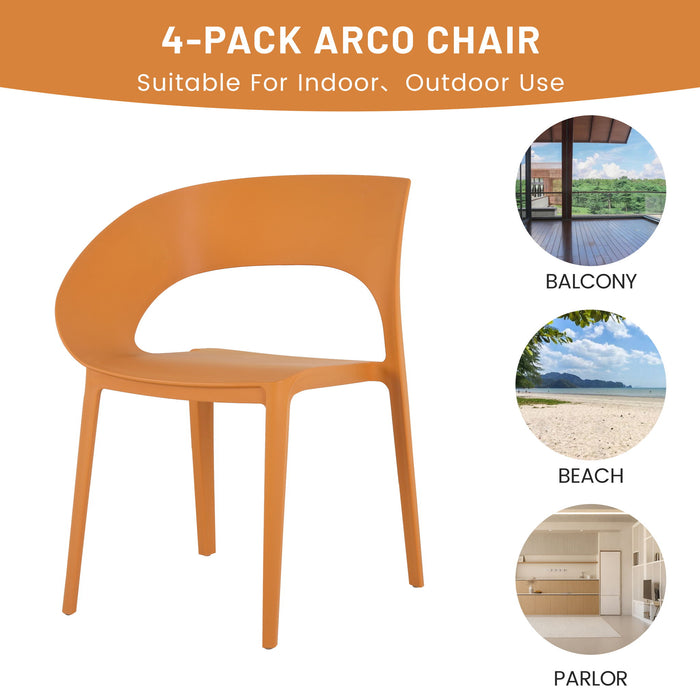 4 Piece Set Of Modern Designed Single Chairs With Folding Square Table