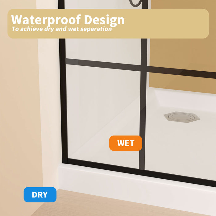 Framed Glass Shower Screen - Matte Black