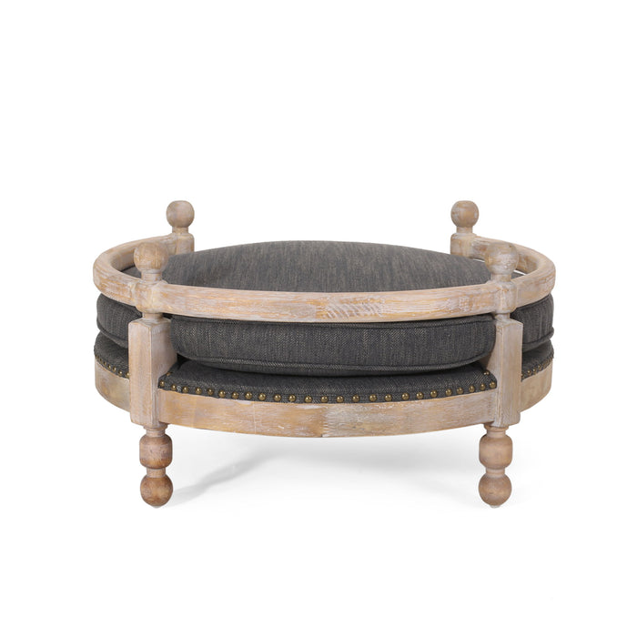 Round Pet Sofa, Wide Upholstered Pet Bed - Charcoal