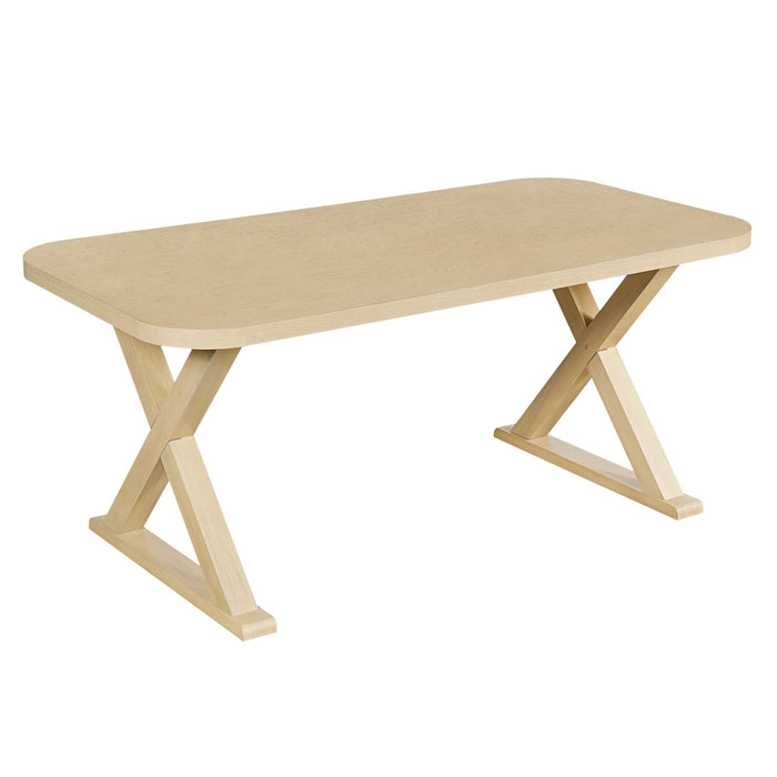 Dining Table With X-Shaped Legs, Rectangular Indoor - Natural