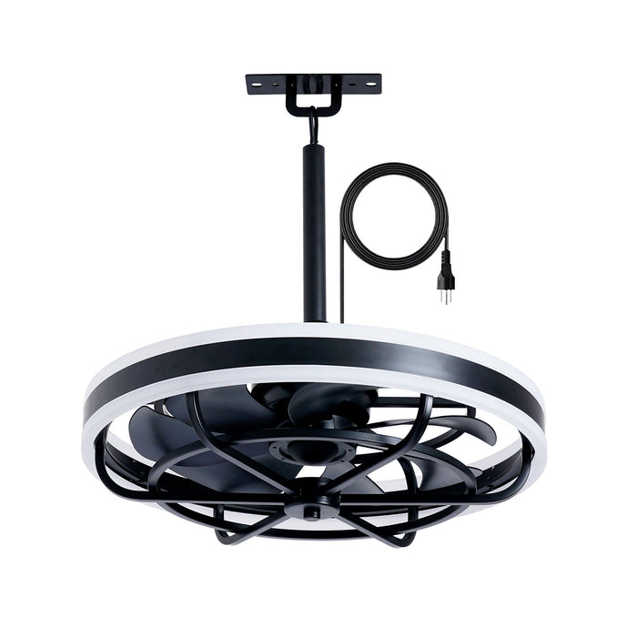 Ceiling Fan Light LED Light Source And Remote Control, 3000 - 6500K Dimmable LED Fan Light, 6 Speeds, For Living Room - Matte Black
