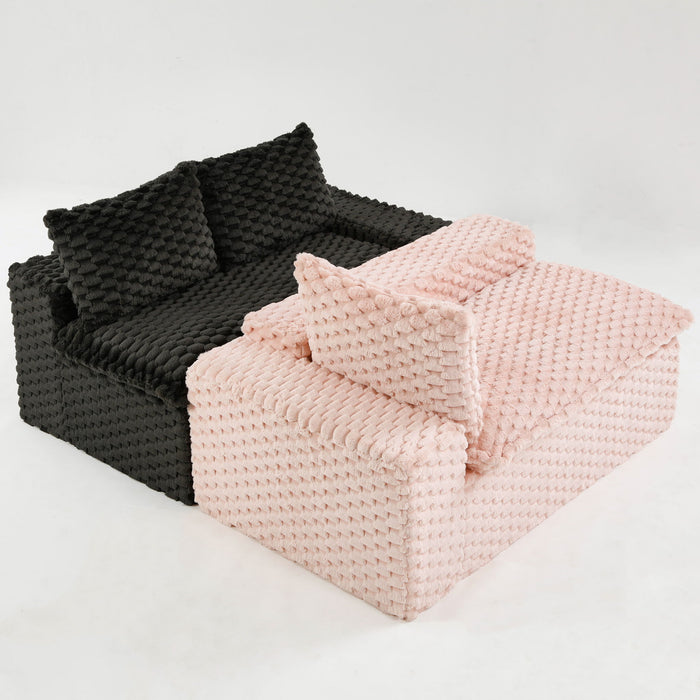 Multifunctional Sofa Pink Black, Fits 4 People