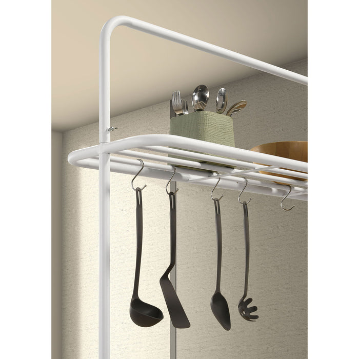 Cowichan - Kitchen Island Counter Table With Pot Rack - White