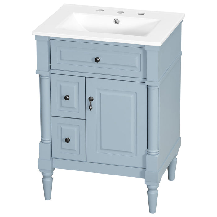 Freestanding Bathroom Vanity With Sink, Adjustable Shelf & Flip Drawer