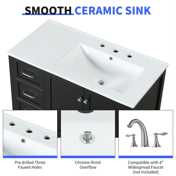 Bathroom Vanity With Sink Top, Bathroom Vanity Cabinet With 2 Doors And 2 Drawers, Open Shelf