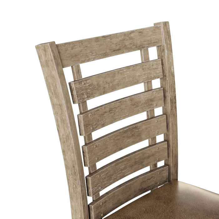 Dining Chairs Modern Farmhouse Rustic Look Distressed Design Ladderback Solid Wood (Set of 2) - Grayish Brown