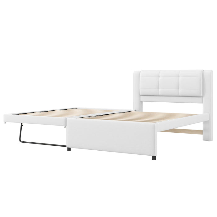 Upholstered Platform Bed With Multifunctional Trundle