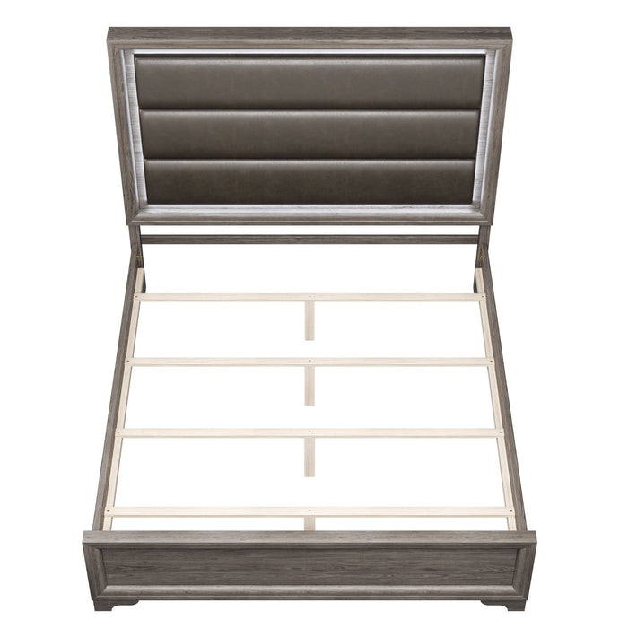 Bed With Horizontal Tufting Headboard