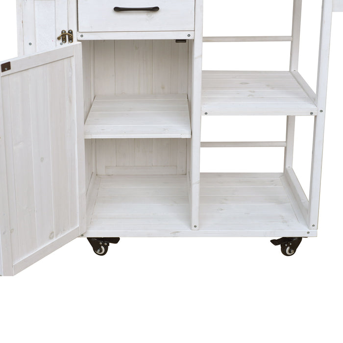 Outdoor Kitchen Island Prep Station With Lockable Wheels, Ample Storage, Towel & Spice Racks