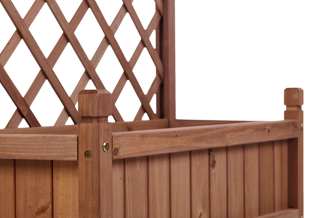 Raised Garden Bed With Trellis 2 Pack, Outdoor Planter Box & Plant Stand With Climbing Racks - Brown