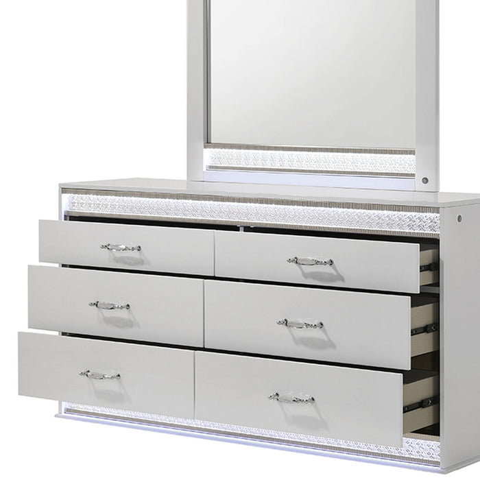 Glam - 6 Drawer Dresser & LED Lighting (Includes Dresser Only) - White