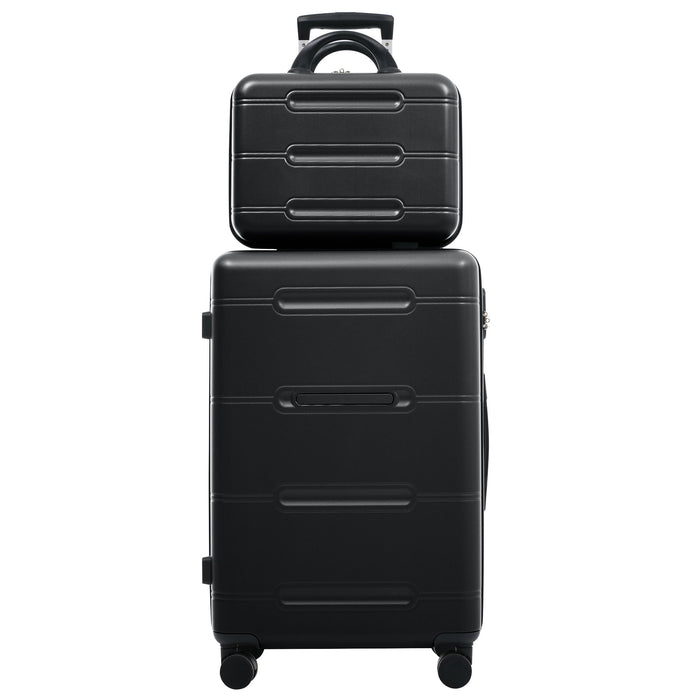 6 Piece Lightweight Hardshell Luggage Set With Double Spinner Wheels, Password Lock