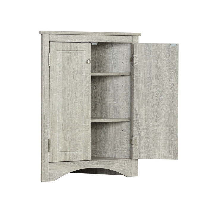 Triangle Bathroom Storage Cabinet With Adjustable Shelves, Freestanding Floor Cabinet - Oak
