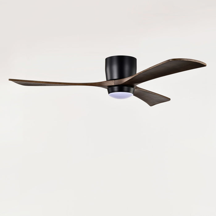 Flush Mount Blades Ceiling Fan With Lights Remote Control, Quiet DC Motor, 6 Speed, Reversible Ceiling Fan For Living Room - Matte Black