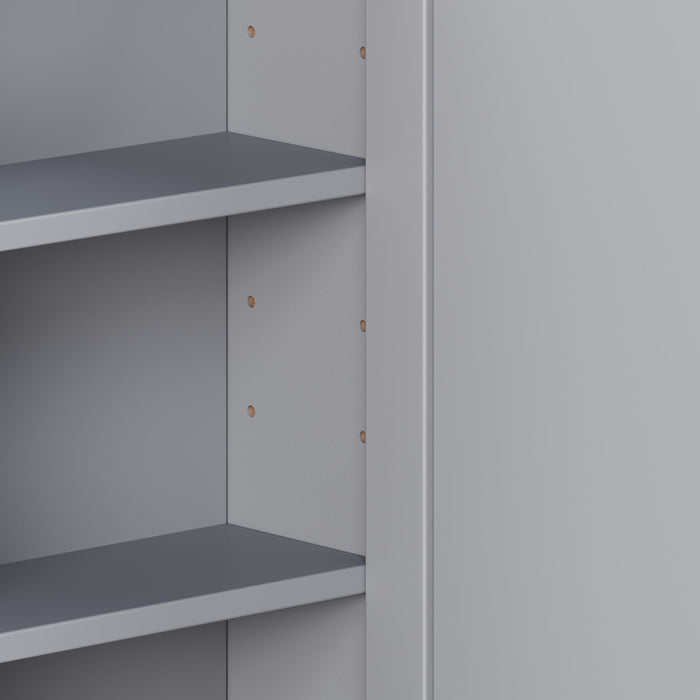 Bathroom Wall Storage Cabinet With Mirror And Adjustable Shelf, 6 Open Shelves