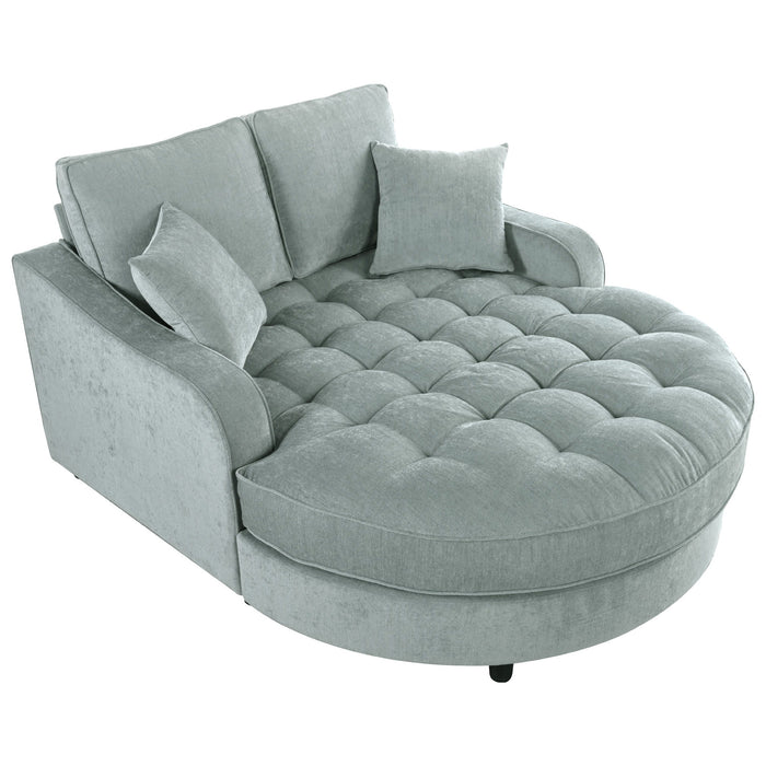 Modern Chaise Lounge Upholstered Sofa Couch With Tufted Seat And Detachable Pillows For Living Room