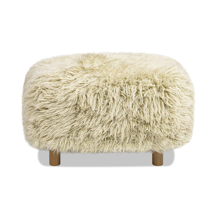 Enchante - New Zealand Sheepskin Rectangular Accent Ottoman - Taupe / Natural