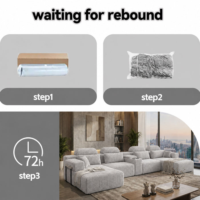U-Shaped Sectional Sofa With Chaise Lounge And Cup Holders