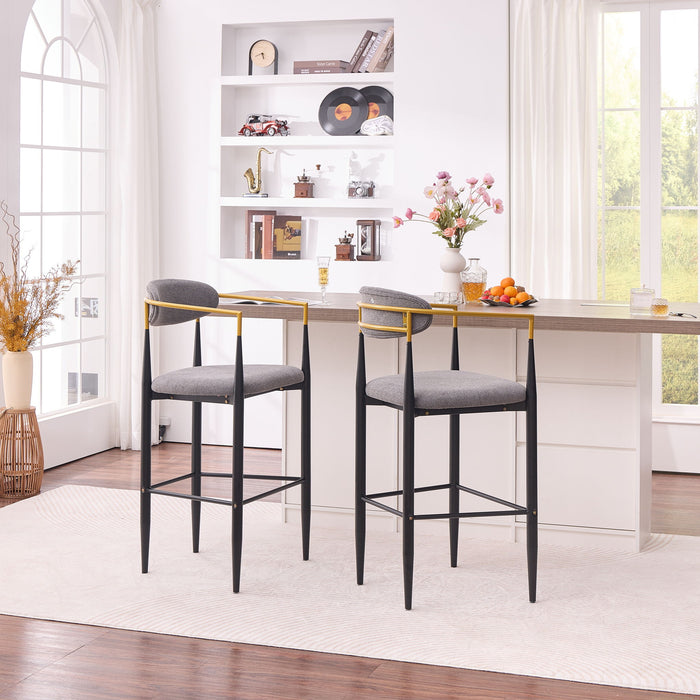 Upholstered Bar Stool With Ergonomic Design (Set of 2)