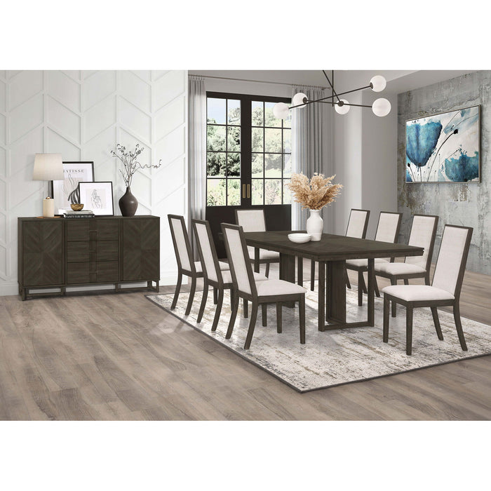 Glenmoor - Rectangular Dining Table With Geometric Double Pedestal Base - Dark Gray