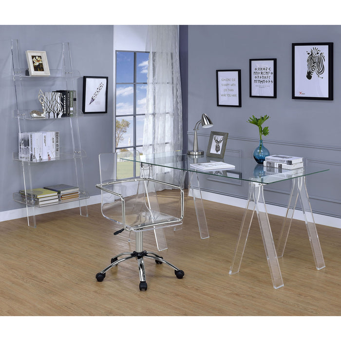Clear Office Chair With Caster Wheels Futuristic Design, Adjustable Height - Clear