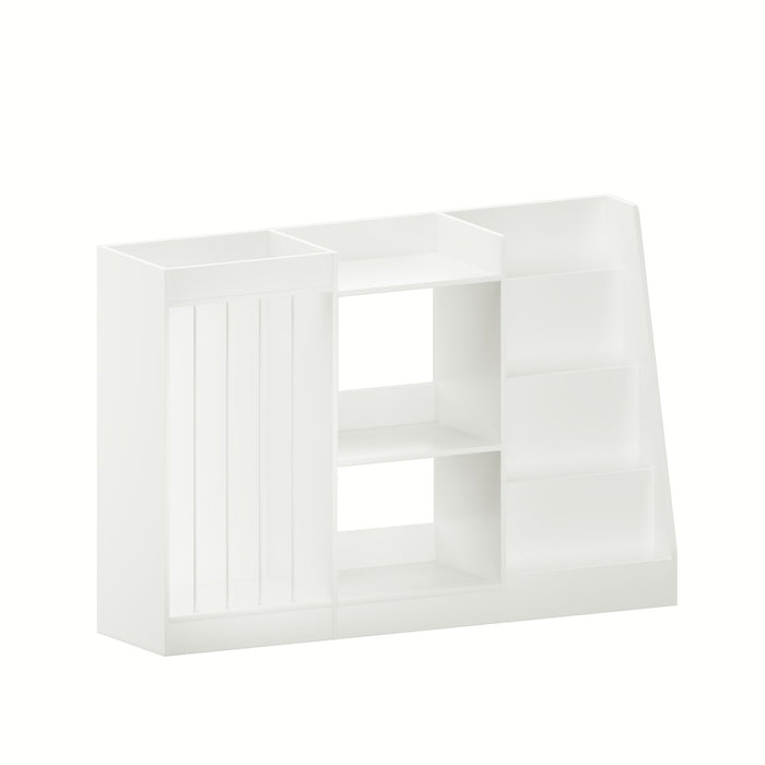 Bookshelf And Toy Storage, 3 Tier Montessori Bookcase With Stuffed Animal Organizer - White