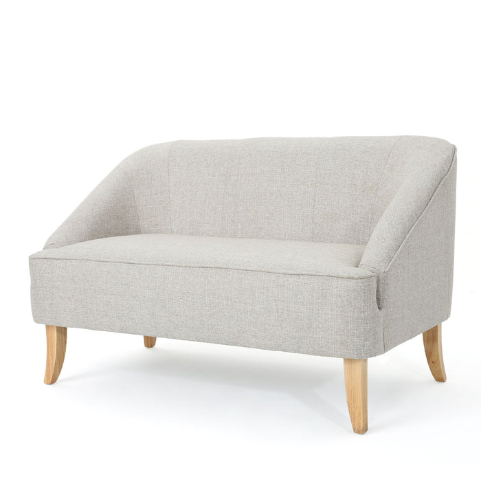 Modern Fabric Loveseat With Sloped Armrests For Living Room - Beige