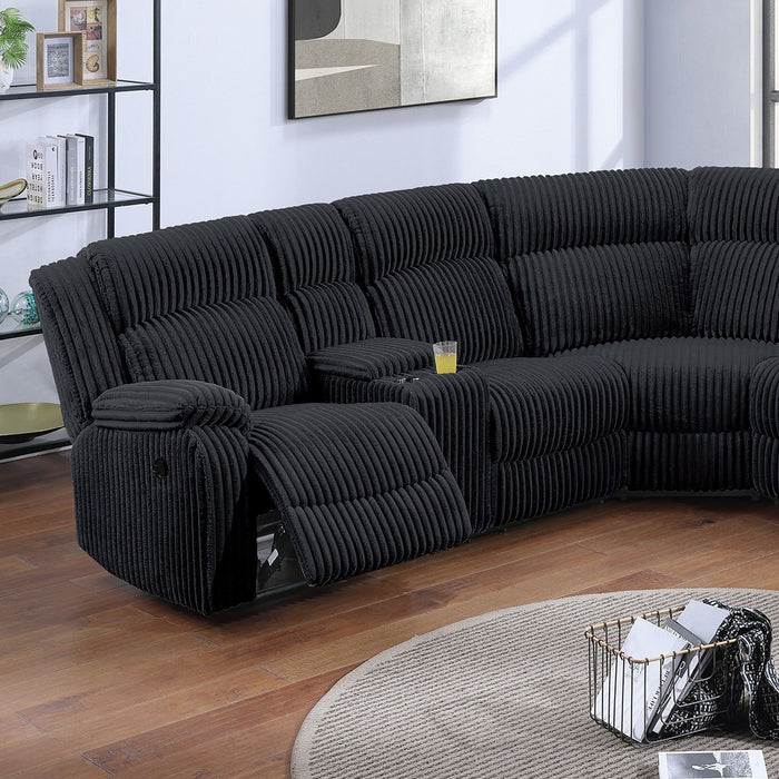 Manual Motion Reclining Sectional LAF / RAF Loveseat With Consoles Cup Holders Upholstered Living Room - Black
