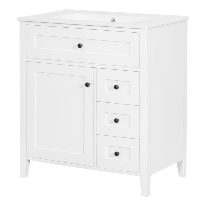 Bathroom Vanity With Sink, 3 Drawers And Adjustable Shelf