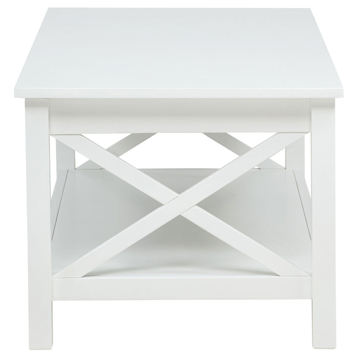 Slater - Lift Top Coffee Table With X Frame Design - White