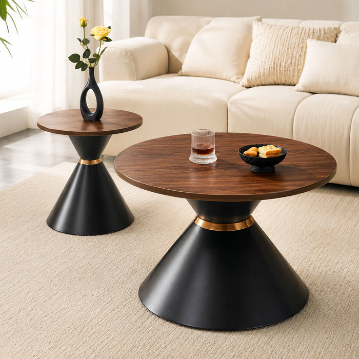 2 Piece Round Coffee Table Set For Living Room