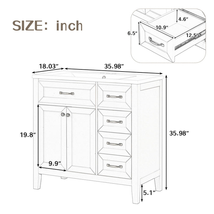 Modern Bathroom Vanity With Sink, Freestanding With Drawers And Doors