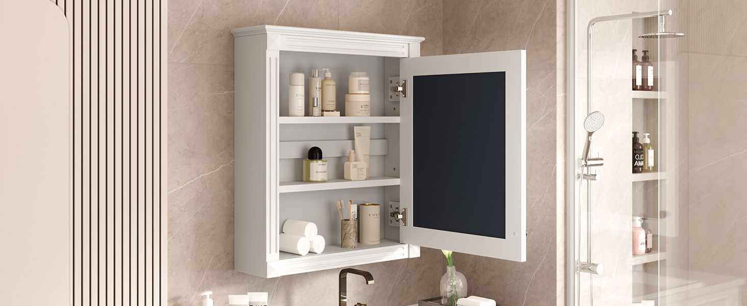 Wall Mounted Bathroom Storage Cabinet With Mirror, Medicine Cabinet With Height Adjustable Shelf