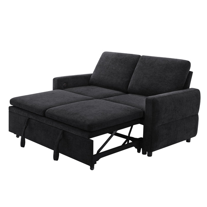 Convertible Sofa Bed Loveseat With Adjustable Backrest And USB Ports