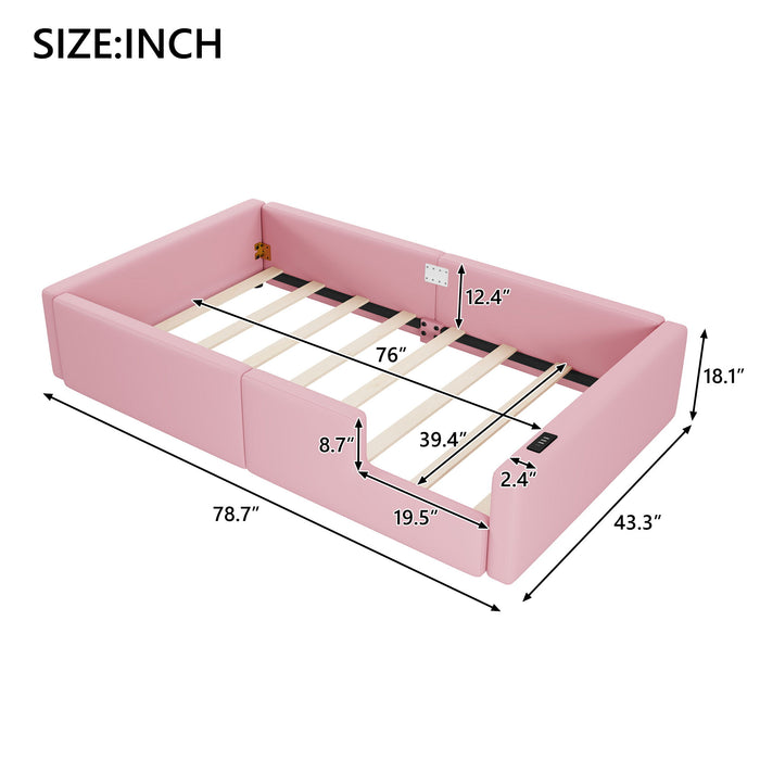 Platform Bed With Guardrail And Charging Station