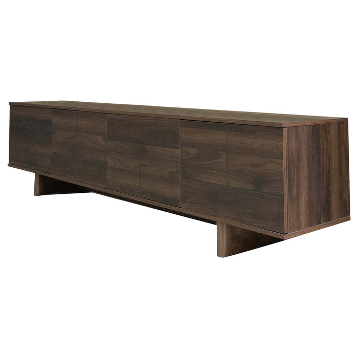 TV Stand For TVs Up To 85", Entertainment Center, Cable Management, Push Openers, Soft Closing Hinges & Adjustable Shelves - Dark Brown