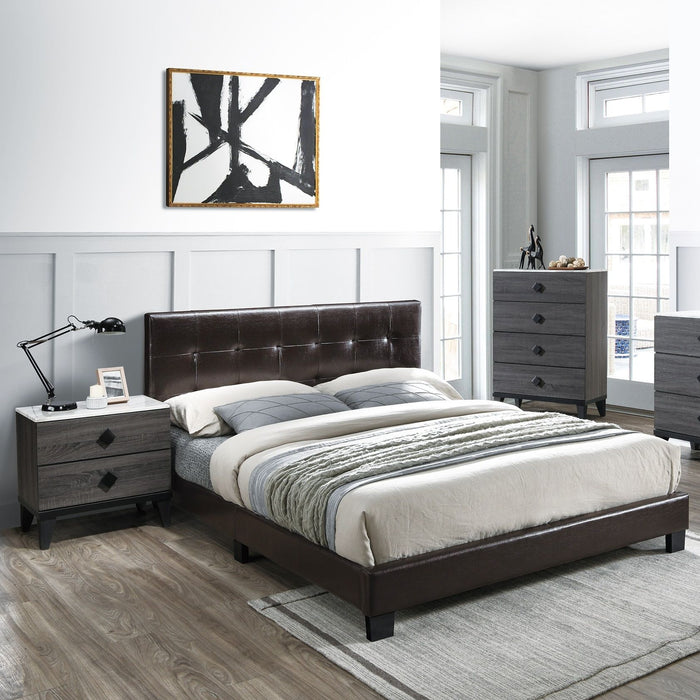 Contemporary Style Bed, Rectangle Headboard