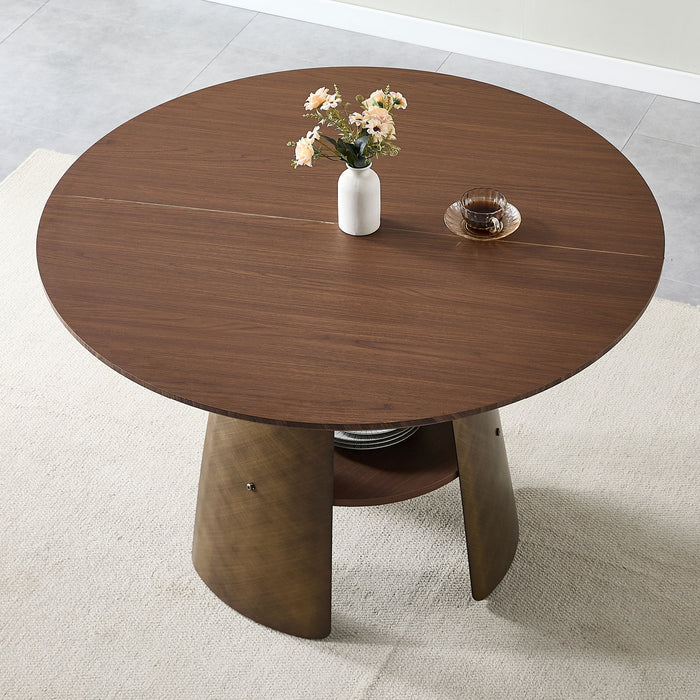 Round Dining Table - Reddish Brown / Walnut