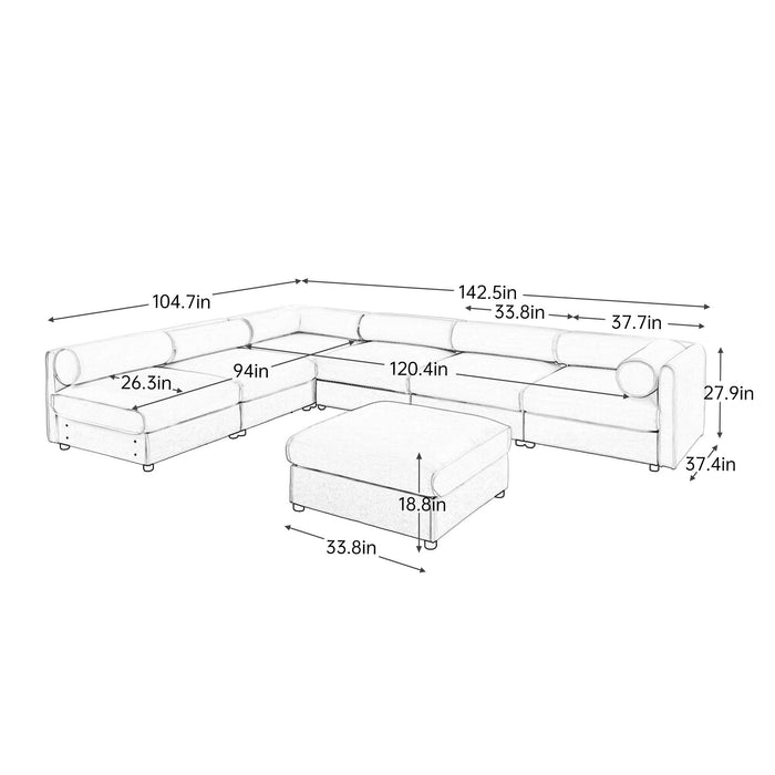 Modern Modular Sectional Sofa With Storag, Contemporary Cylindrical Design