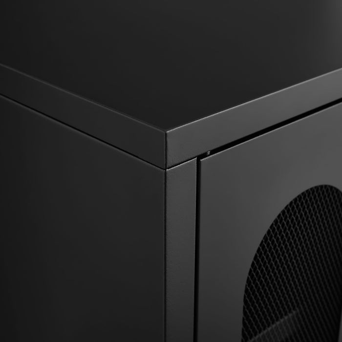 Modern Metal Shoe Cabinet With DoublebSided Mesh Doors And Adjustable Partitions