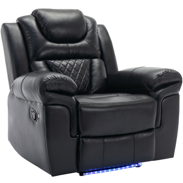 3 Pieces Recliner Sofa Sets Home Theater Seating Manual Recliner Chair With Center Console And LED Light Strip For Living Room