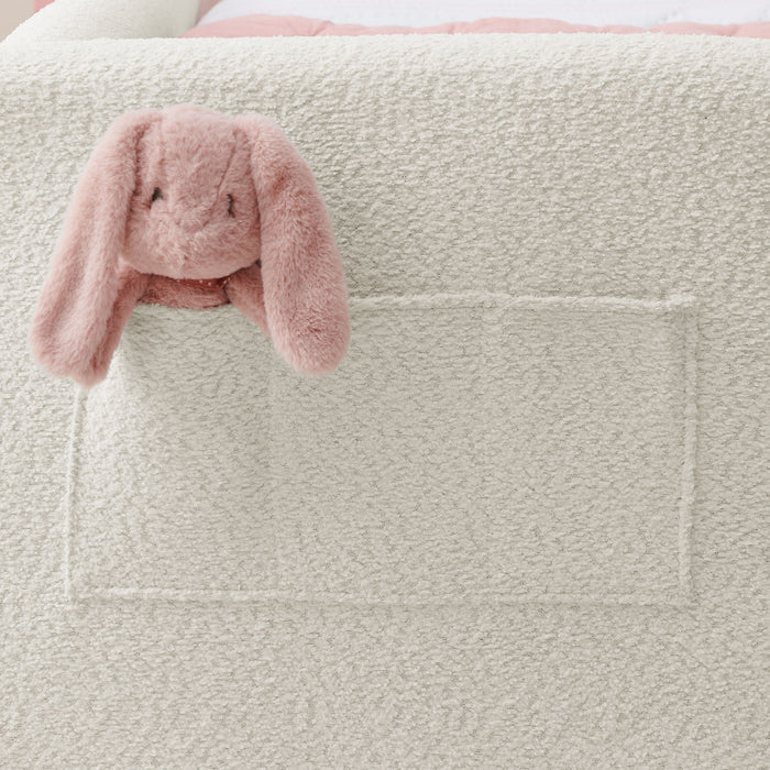 Cute Rabbit Ear Upholstered Platform Bed Frame With Safety Rail