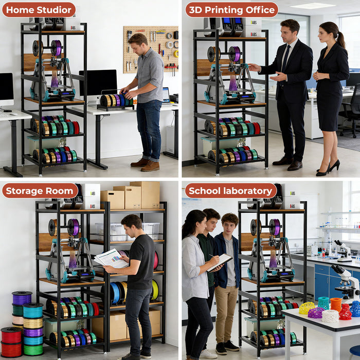 3D Printer Stand With Filament Storage, T-Type Holder, Built In Power Panelб Open Frame Printer Workstation - Black