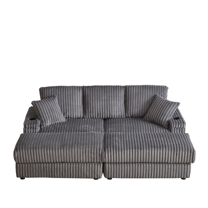 3 Seater Sofa With 2 Ottomans For Living Room